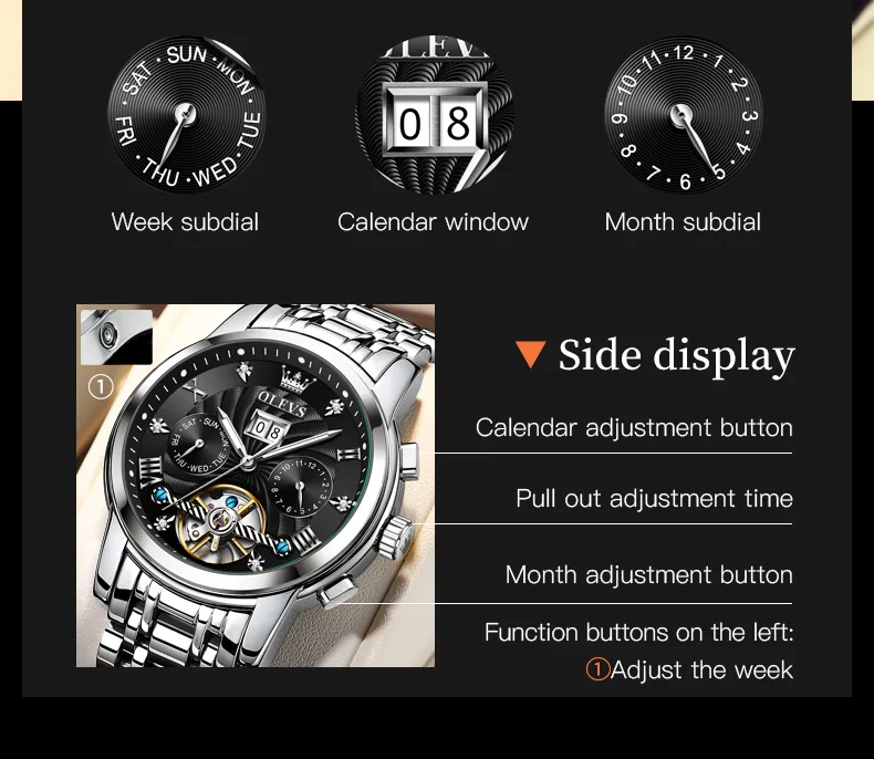 OLEVS  Automatic Men's Watches Top brand luxury men watch Green mechanical wristwatch men sports waterproof Watches reloj hombre