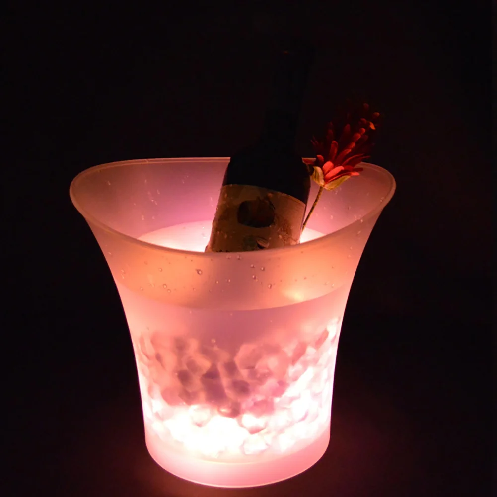 6 цветов светодиодный 5л водонепроницаемый пластиковый светодиодный ведро для льда цветные бары для ночных клубов светодиодный светильник для шампанского пивные ведра ночные Вечерние