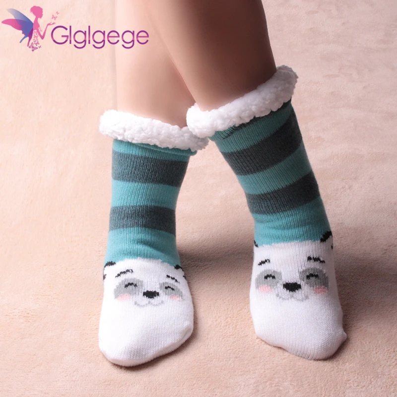 

Glglgege Newly candy Design Cute Cartoon Cat Socks Women Cat Footprints Slippers Floor Winter Thick Warm Socks Drop Shipping