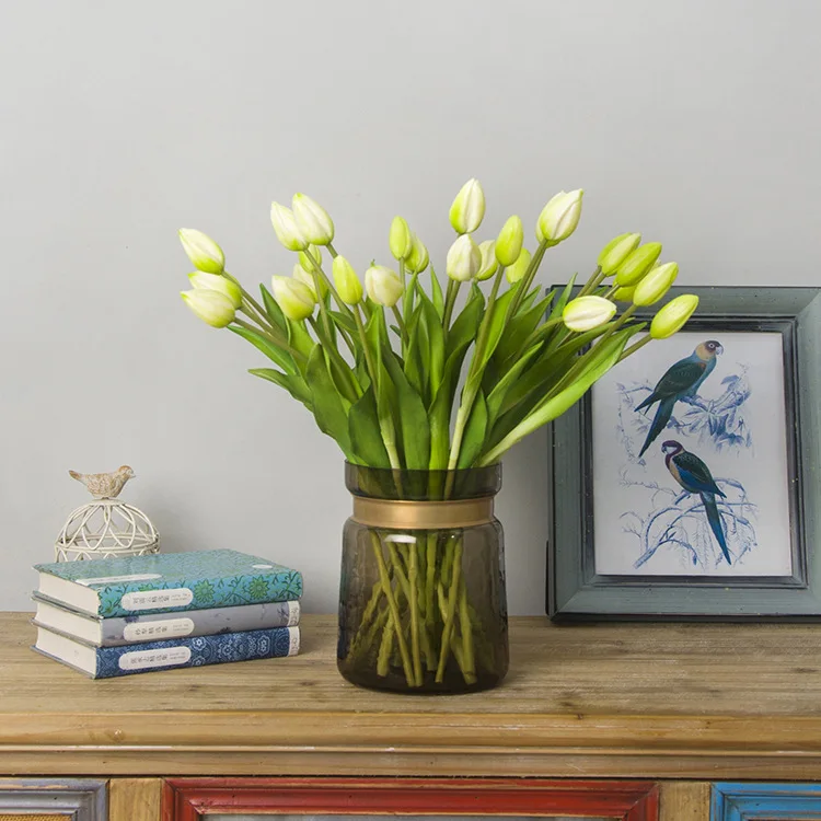 

Artificial Bouquet Wholesale Hand-tided Tulip Shop Window Decoration Fake Flower Plastic Flower Wedding Pot Greenery