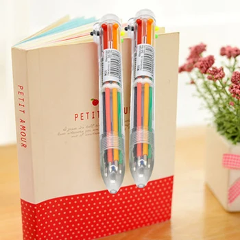 

ZHUTING 4Pcs 6 Color in 1 Ballpoint Pen Office School Supplies Students Gift Writing Instruments