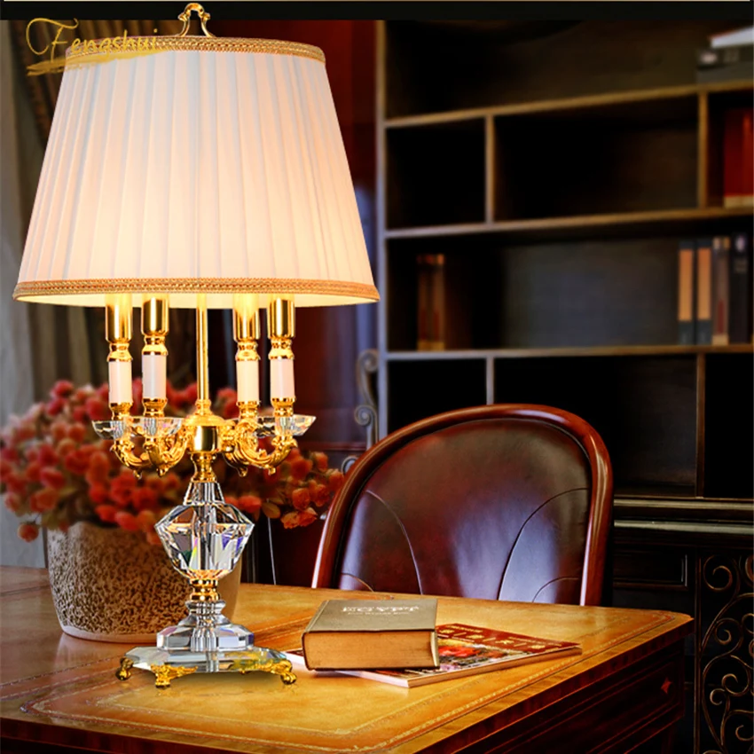 

Modern LED Crystal Table Lamp Creativity Fabric Lampshade Table Lights Attic Living Room Bedside Lamp Decor Table Lamps Fixtures