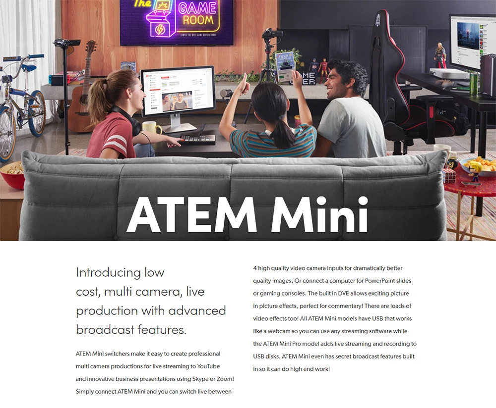Blackmagic Design ATEM Mini Pro HDMI переключатель потока в реальном времени многоэкранный и