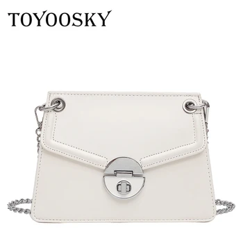 

TOYOOSKY Solid Color Flip Crossbody Bag 2020 Fashion New High-quality PU Leather Women's Designer Handbag Chain Messenger Bag