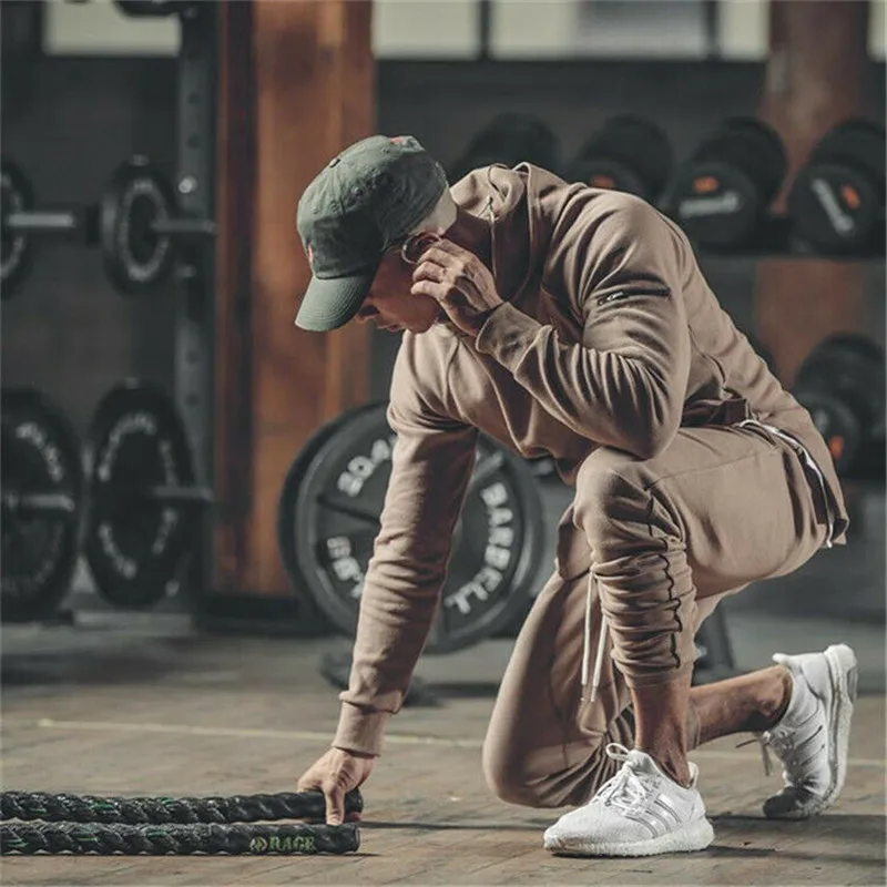 Мужские хлопковые толстовки толстовка эластичная спортивная куртка с капюшоном