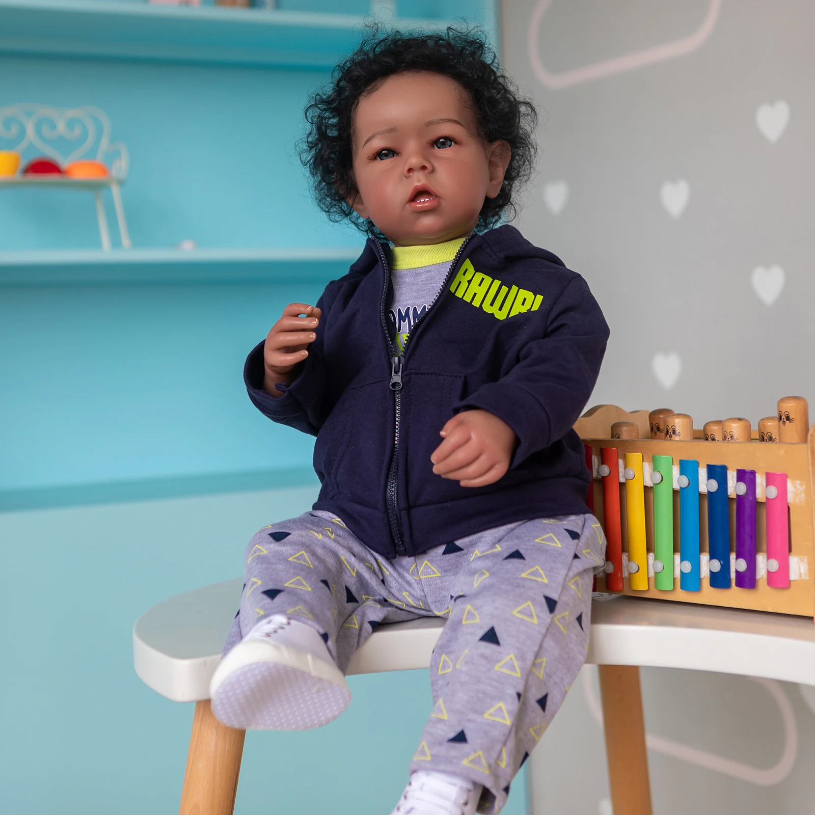 

50cm Reborn Baby Doll Silicone Vinyl Newborn Boy African American baby black doll toys for children gift
