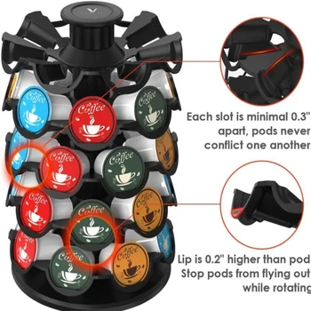 

Coffee Pod Holder Coffee Capsules Dispensing Tower Stand Fits Nespresso Capsule Storage Coffee 360 Rotating Stand Holder 40 Cup