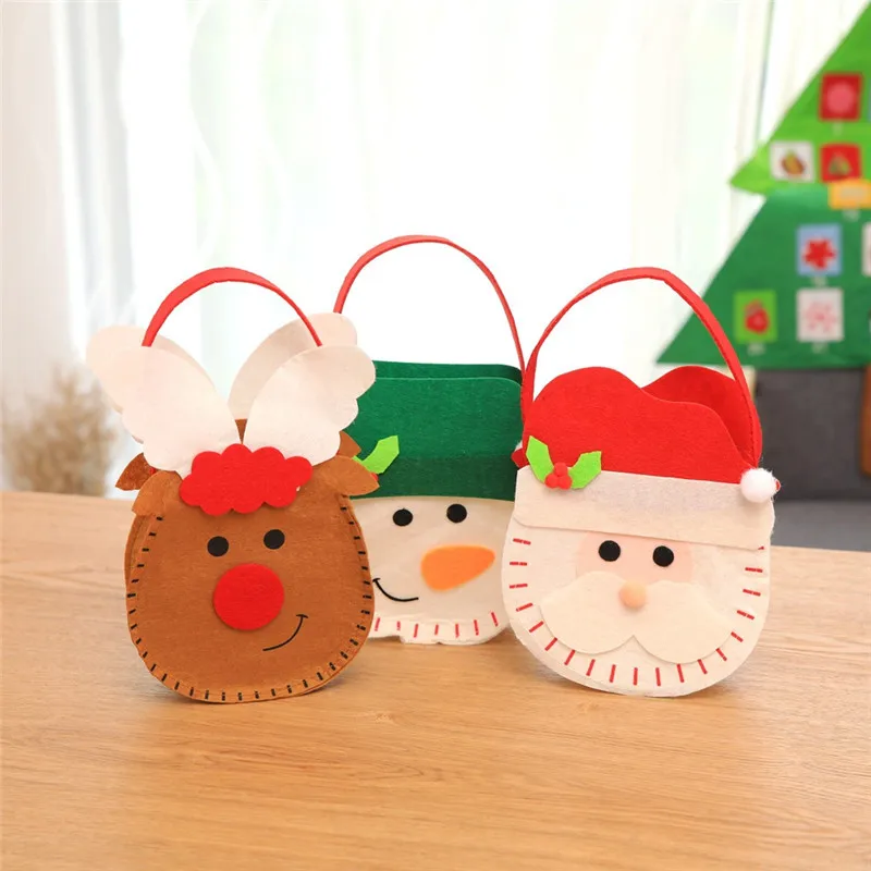 

Christmas Santa Claus Tote Gifts Bag High-Grade Felt Three-Dimensional Stickers Santa Snowman Gift Bag Candy Bag