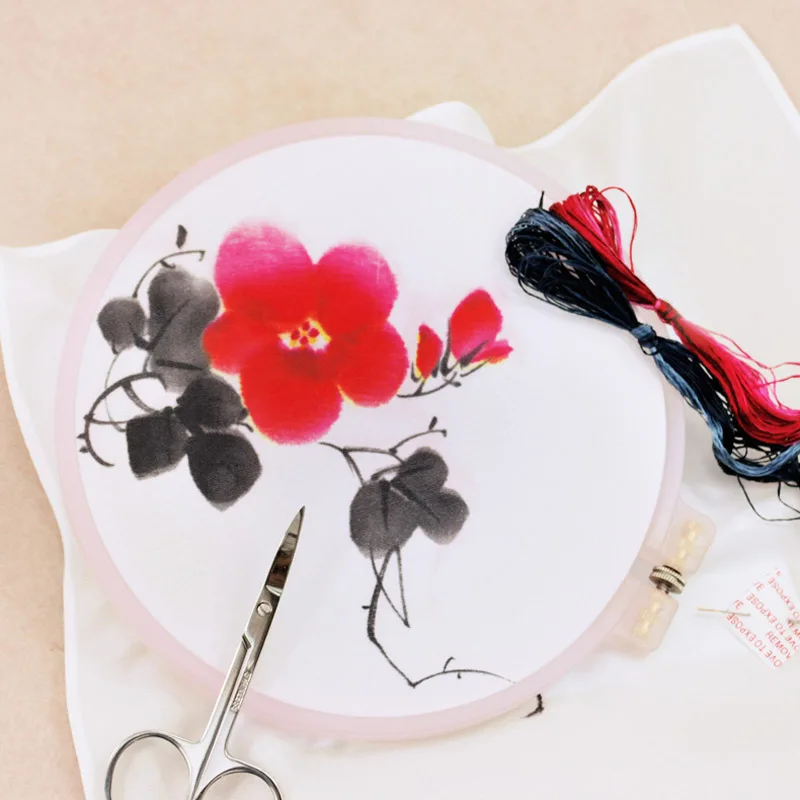 Китайский «сделай сам» шелковая вышивка Сучжоу комплект с кольцом цветочным принтом набор для рукоделия носовой платок ручной работы шитье Искусство ремесло - Цвет: 19