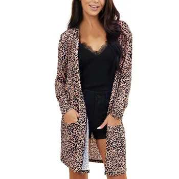 

Women Fashion Leopard Print Cardigan Ovecoat Long Casual Coat 2020 Leisure And Comfortable Outwear For Female #3