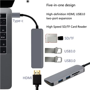 USB C концентратор USB-C-3,0 концентратор HDMI VGA Thunderbolt 3 адаптер для MacBook samsung Galaxy S9/S8 huawei P20 Pro type C usb-хаб 3 типа - Color: As show