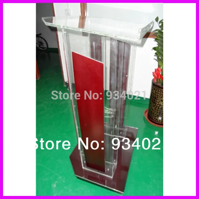 Clear Plexiglass Podium, Acrylic Wood Lectern, Church Podium