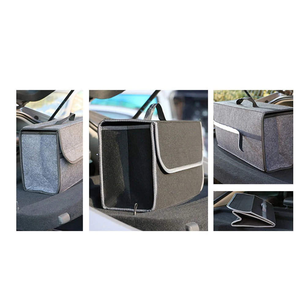 Car storage bag car seat back storage bag boot storage organizer car trunk storage bag car trunk organizer large anti-slip compartment boot storage organizer tool bag car storage bag soft felt box