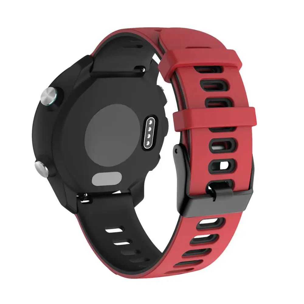 20 мм ремешок силиконовый ремешок сменный ремешок для Garmin Forerunner 245 м/245 ремешок спортивный ремешок для часов аксессуары - Цвет: Red black