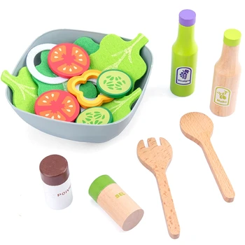 

Wooden Pretend Play Sets Skitchen Role Toys Kids Simulation Salad Toy