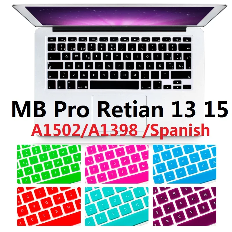 

Soft Cover For Macbook Pro 13 15 Retina EU US Spanish Keyboard Cover A1398 A1502 Silicon For Macbook Retina 13 15 Keyboard Skin