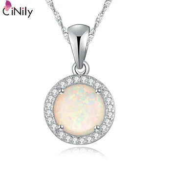 

CiNily White Created Fire Opal Pendant Silver Plated Fashion Jewelry For Women Jewelry Cubic Zirconia Pendant 23mm OD4530