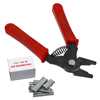 

Hog Ring Plier And 600pcs M Clips Staples Animal Wire Cage Clamp Chicken Quail Bird Rabbit Poultry Cage Installation Tools