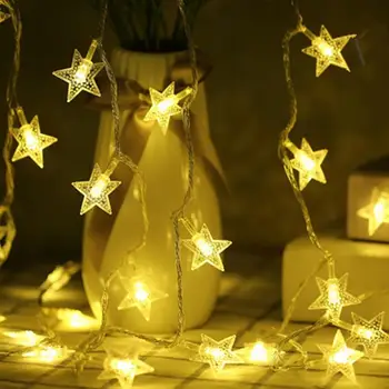 

10m 100LED Five-pointed Star Light String Fairy Lights Hanging Ornaments Party Home Decor 220V Face Makeup Beauty Lights