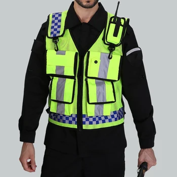 

High-Visibility Reflective Fluorescent Vest Outdoor Safety Work Warning Night Running Multi Pockets Security Clothes Cycling