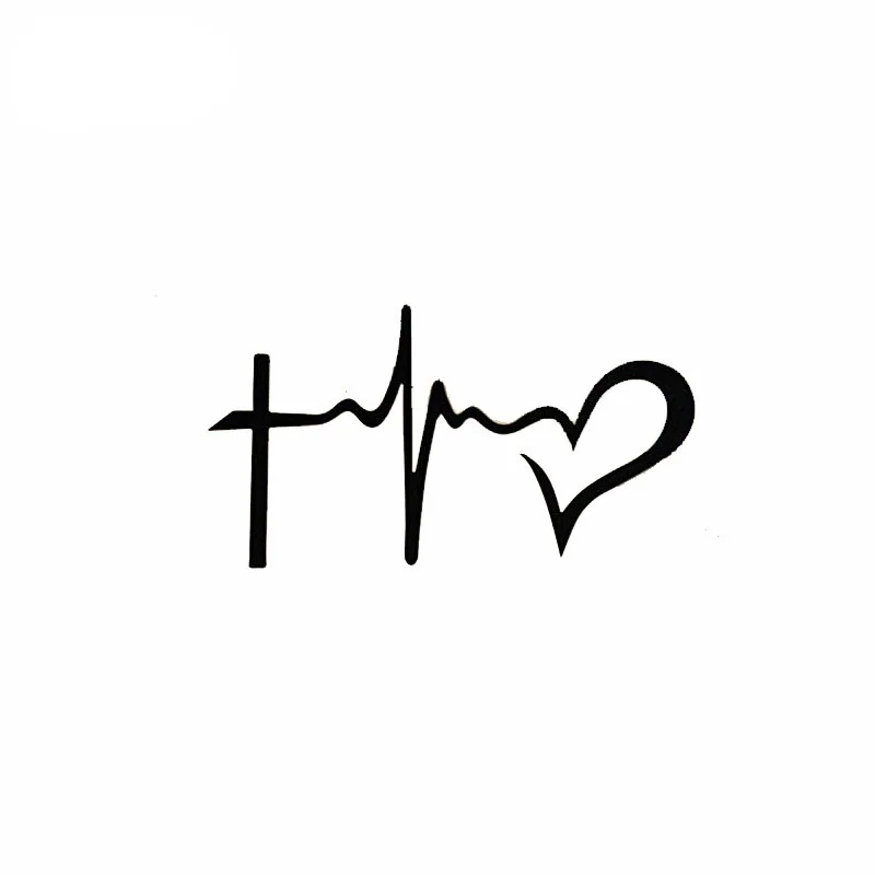 

6"*3.2" Christian Life Line Cross & Heart Vinyl Decal Bumper Sticker for Your Car