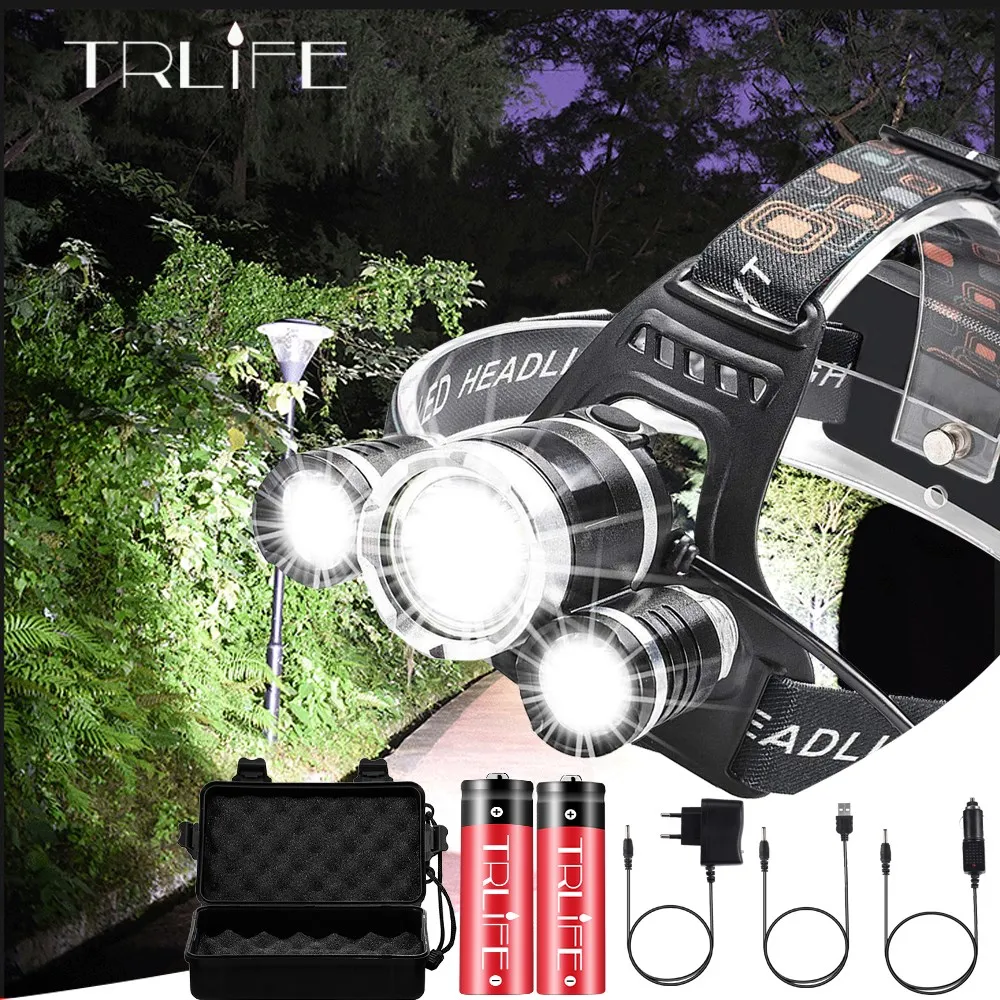 

Super bright 4-mode 6000Lm CREE XML T6+2R5 LED Headlight Headlamp Head Lamp Light Flashlight 18650 Torch Camping Fishing