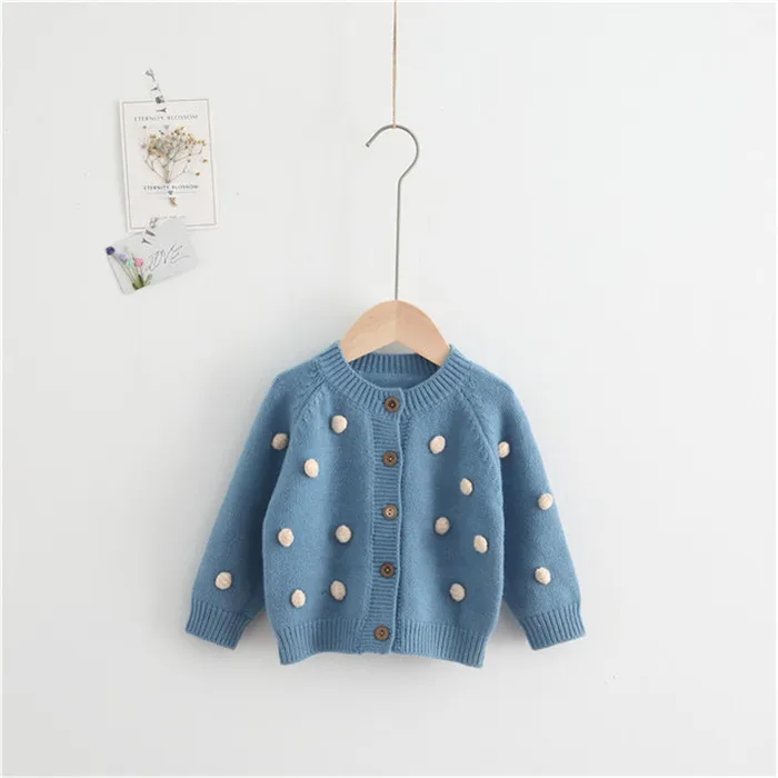 Rlyaeiz Baby Girl Clothes Spring Casual Girls Sweater Knitwear Autumn Fashion Hairball Patchwork Girls Knitted Cardigan