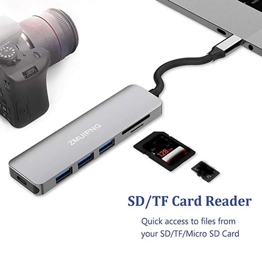 USB C HDMI концентратор адаптер TF кард-ридер USB C концентратор SuperSpeed USB 3,0 порты многопортовый USB C концентратор