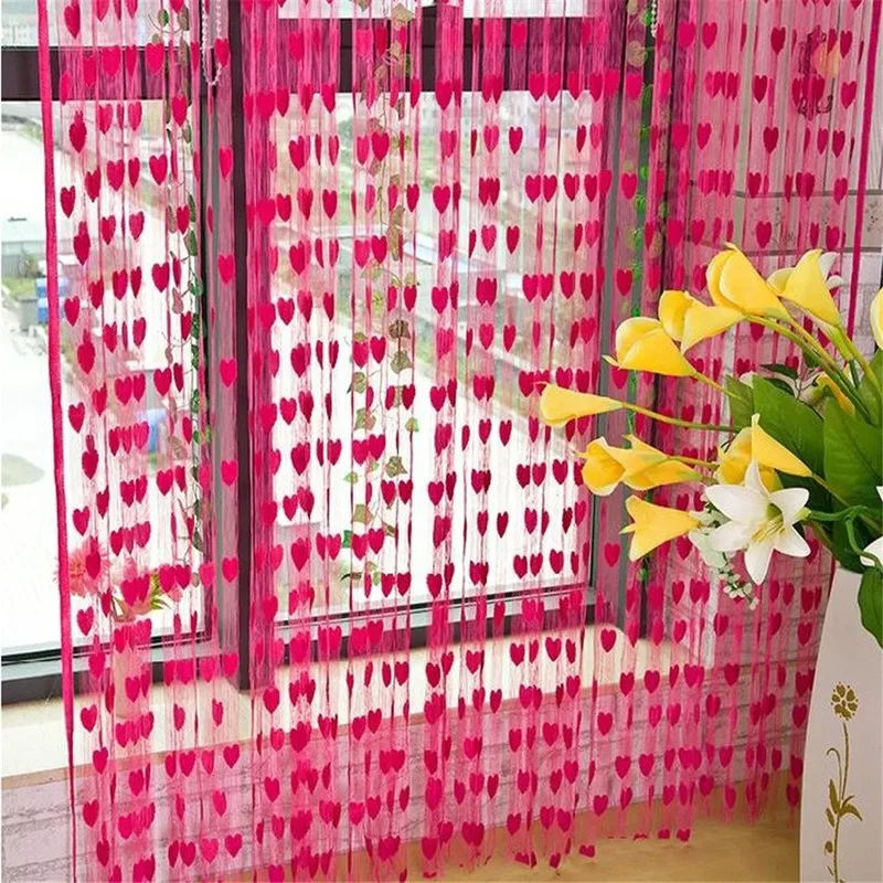 

100*200cm Door Window Hanging Decor heart shape Line Curtain Partition Wall Vestibule string curtains for living room