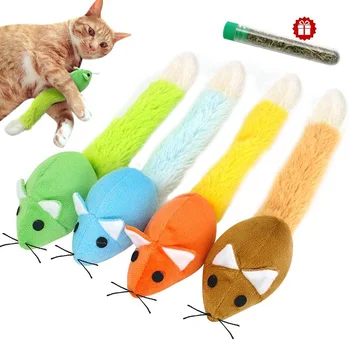 

Funny Cat Toy Mouse Interactive Chew Plush Catmint Pet Kitten Free Catnip Teaser Long Tail Scratch Playing Training Mice Rat