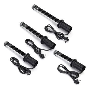 

EU Plug 3/4/5/6 power Kitchen Table Electrical Socket Desktop Sockets Power 1 Led+2 charge USB Aluminum Shelf