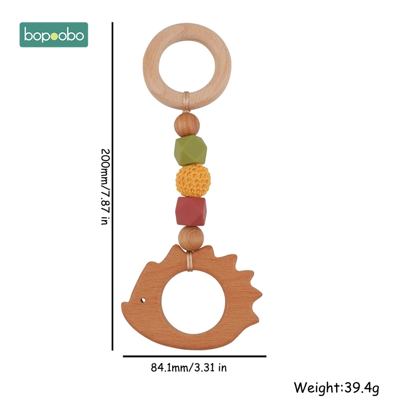 1 шт., Прорезыватель для зубов, деревянная детская коляска с зажимом, Детская Мобильная коляска, силиконовая бисерная Соска с цепочкой, Жевательная силиконовая погремушка, игровая музыкальная детская игрушка - Цвет: Hedgehog