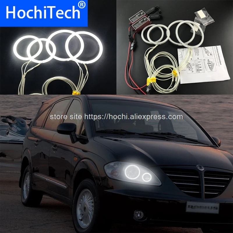 HochiTech белая 6000K фара с подсветкой на флуоресцентных лампах с холодным катодом Halo Angel Demon Eyes Kit angel eyes light Для SsangYong Rodius 2004-2013