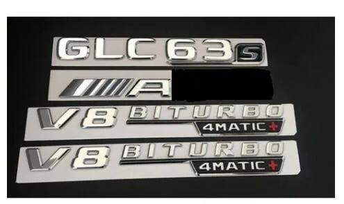 shiny silver Хром GLC63s Для AMG V8 BITURBO 4matic+ крыло значки-эмблемы для Mercedes - Цвет: shiny silver