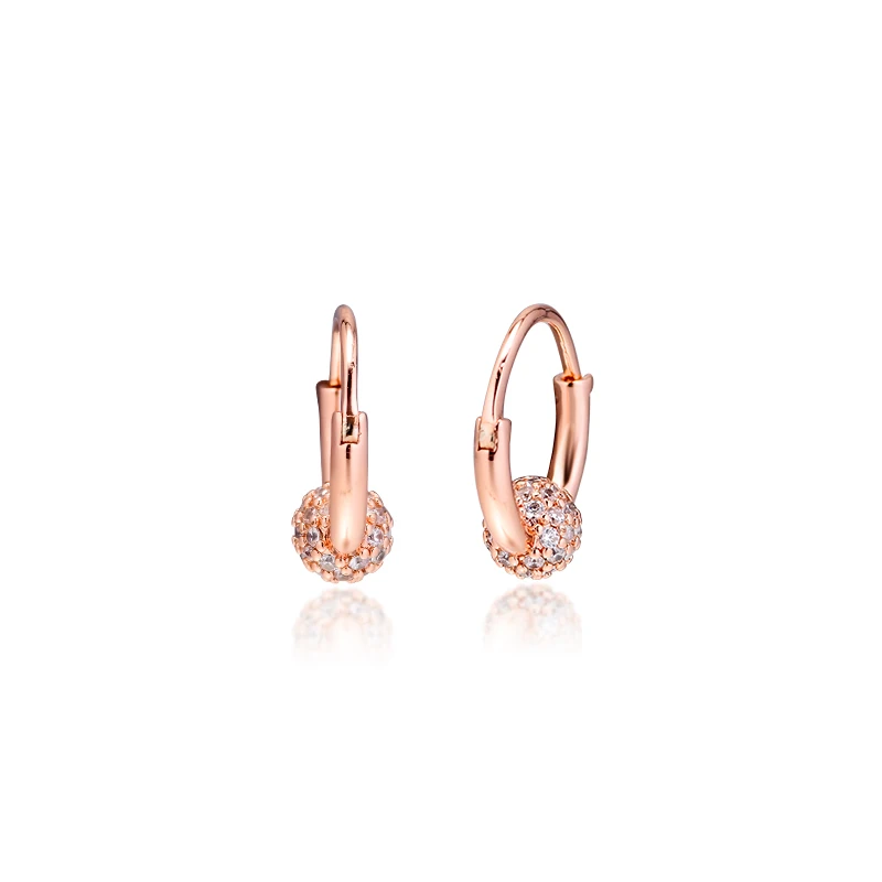Clear-CZ-Pave-Bead-Hoop-Earrings-Women-Rose-Golden-Jewelry-Crystal-Round-Design-Earrings-for-Women