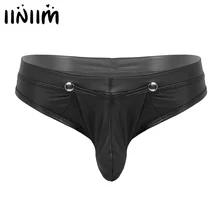 Новинка, мужское нижнее белье, Гей Трусы, эластичный пояс, передний бандаж, выпуклый мешочек с прессованными кнопками, плотные стринги, трусы, нижнее белье