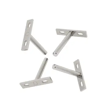 

4pcs 10mm x 102mm Metal Hidden Concealed Invisible Shelf Support - 4inchHardened - Low Profile Blind Mounts for wall Shelving Br