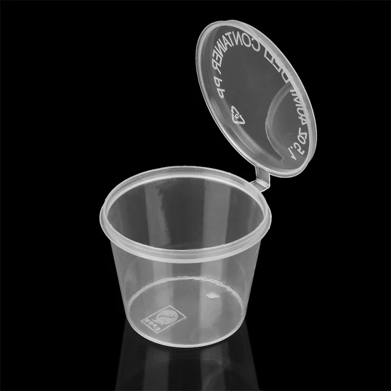 Disposable Sauce Box Container Dips Holder Plastic Takeaway Sauce Cup Salad Dressings Seasoning Food Box with Hinged Lids 50Pcs food storage box seasoning storage container