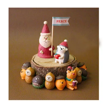 

6 types kawaii cute cartoon animal fox bear squirrel Hedgehog Santa Claus new year figures miniature figurines Christmas gifts