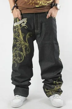 

Fashion Mens Casual Pants Loose Skateboard Jeans Hip Hop Denim Baggy