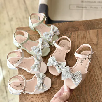 

2020 New Girls Sandals Children Soft Non-slip Crystal Shoes with Bow Summer Kids Baby Shoes Fashion Flat Sandals Casual Shoes