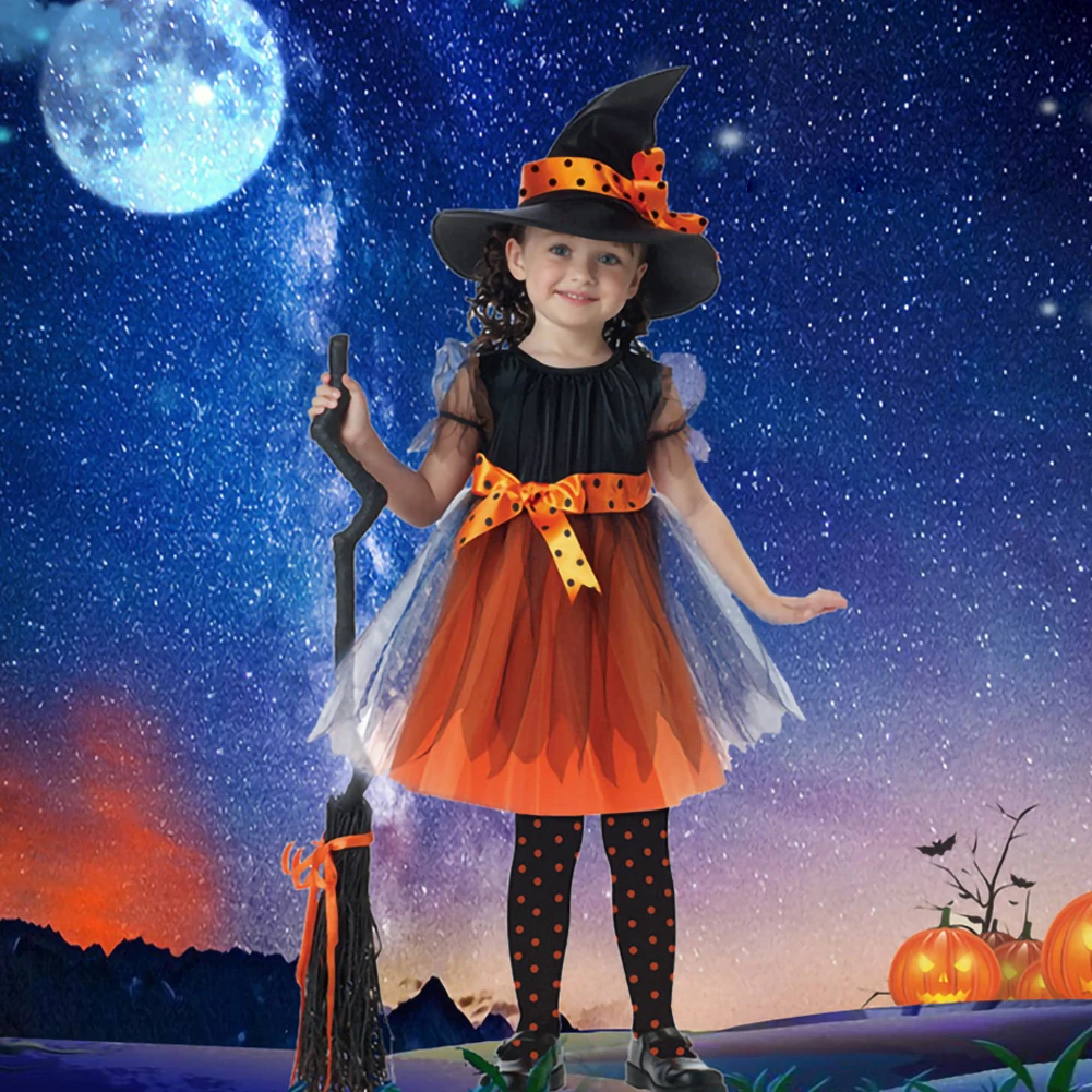 Spooktacular Creations Halloween Black Princess Costume For Girls – Gothic Fallen Dress Outfit With Headband