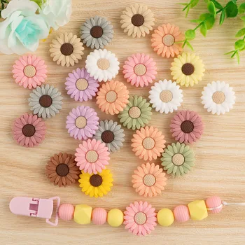 Kovict 50/100/200pcs 30MM New Mini Flowers Baby Silicone Beads Teething Beads DIY Pacifier Chain Baby Care Products Accessories 1