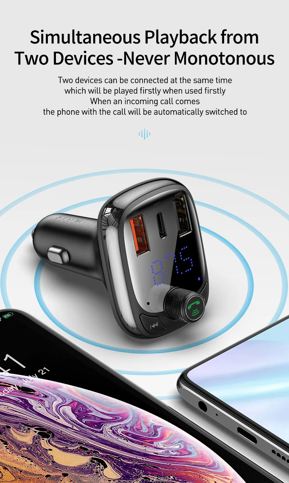 Baseus fm-передатчик Quick Charge 4,0 3,0 QC4.0 QC быстрое USB Автомобильное зарядное устройство Handsfree Bluetooth 5,0 автомобильный комплект MP3-плеер fm-модулятор