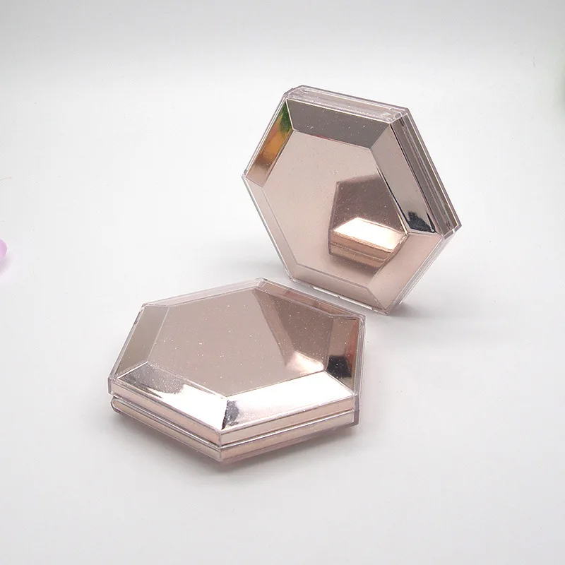 

25 pcs/lot Empty Compact Powder Container Hexagon Shaped Dia,54mm Makeup Packaging High Light Powder Blush Compact with Mirror