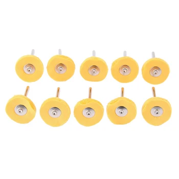 

10PCS 25mm Round Polishing Buffing Cloth Wheel Brush Cloth Polishing Wheel Brush Pad 3mm Shank Yellow Jewelry Wood Buffer Rust