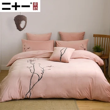 

Down Four Paper Set Embroidered Cashmere. High Archives Chinese Style Bedding Article Thickening Quilt Cover Pink Colour Suite