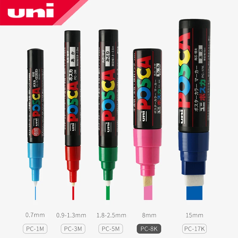 UNI POSCA Series Marker Pen Combination Painting And Filling Special POP Poster Advertising Pen PC-1M/PC-3M/PC-5M Stationery