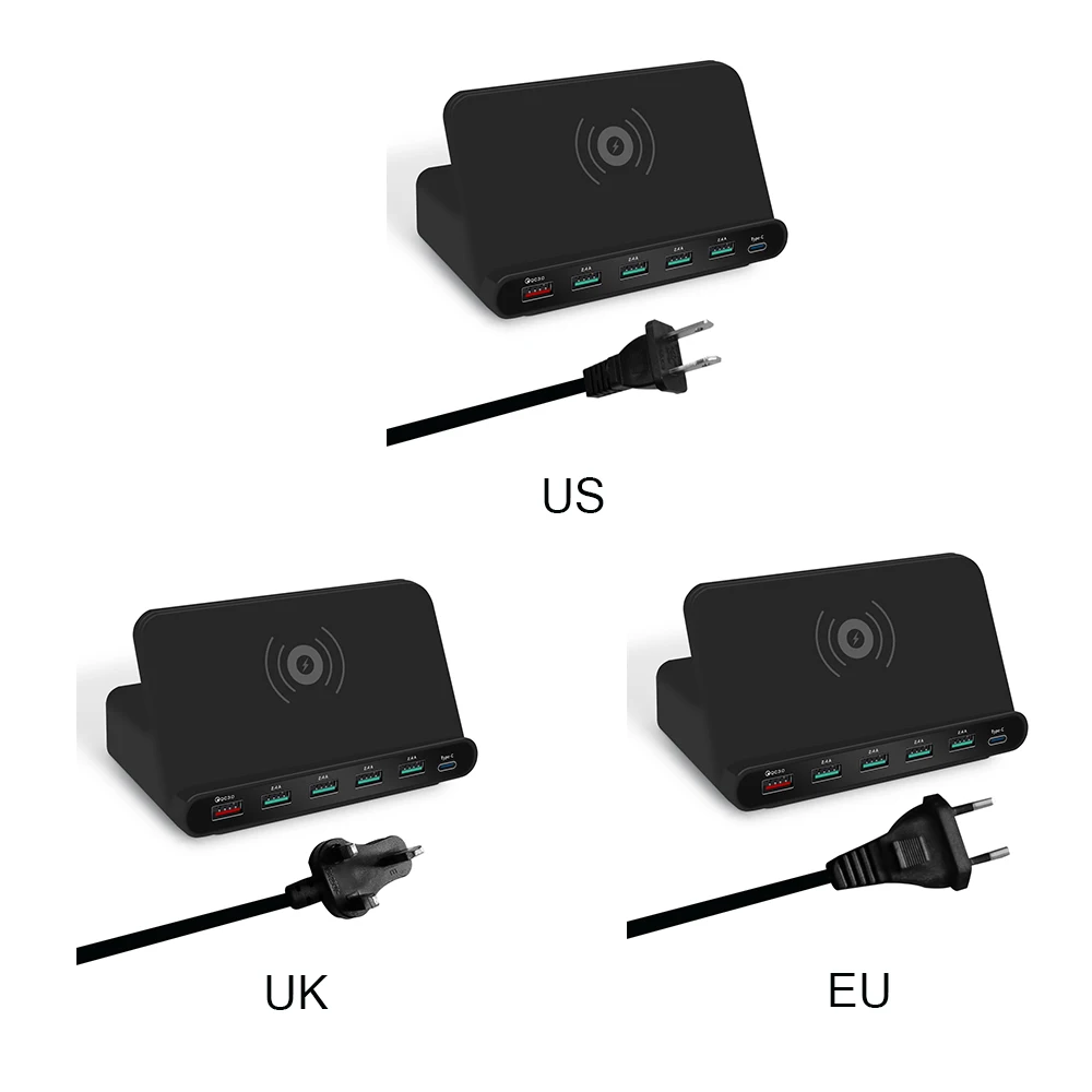 3 в 1 Универсальное Qi Беспроводное зарядное устройство для смартфона Мульти USB быстрая зарядка держатель