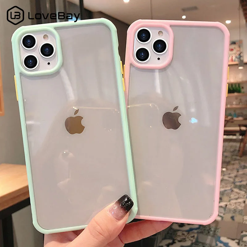 

Lovebay Shockproof Candy Color Phone Case For iPhone 11 Pro Max 7 8 Plus X XR XS Max Transparent Solid Hard Acrylic Back Cover